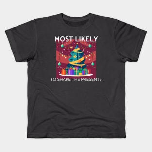 Most Likely To Shake The Presents Christmas Family Matching Kids T-Shirt